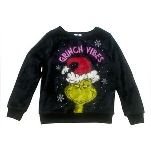 THE GRINCH Black Plush Long Sleeve Sweatshirt  Size: M